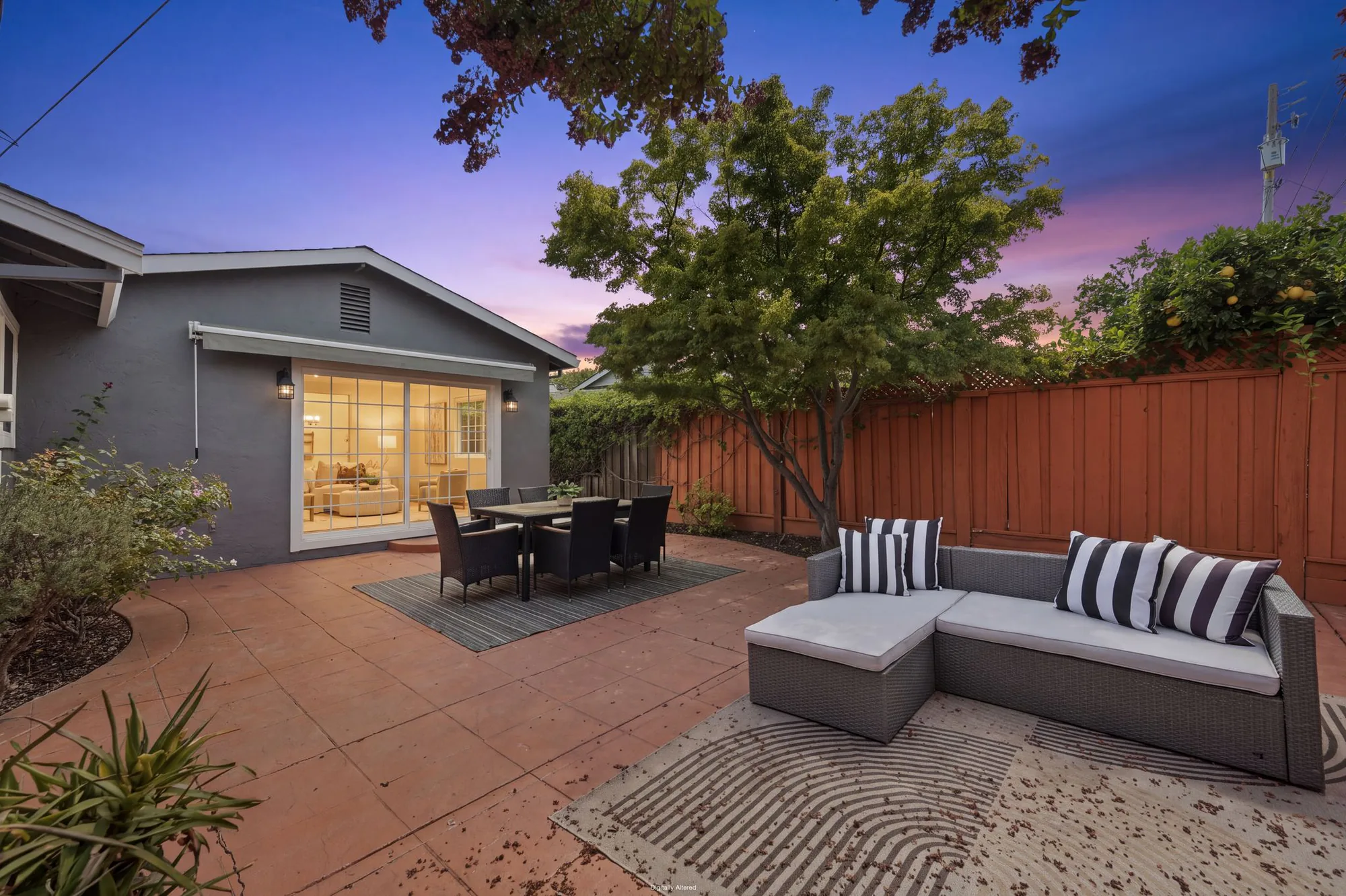 The patio at 567 Yurok Circle at dusk